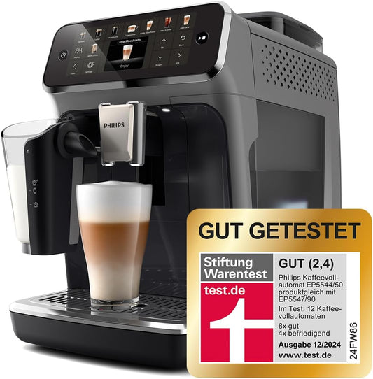 Serie 5500 (EP5544/50) Kaffeevollautomat – LatteGo Milchsystem,20 heiße und kalte Kaffeespezialitäten,QuickStart,Grau